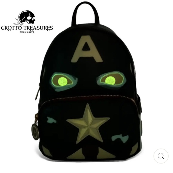 LOUNGEFLY MARVEL WHAT IF? ZOMBIE CAPTAIN AMERICA COSPLAY MINI BACKPACK - Picture 2 of 8